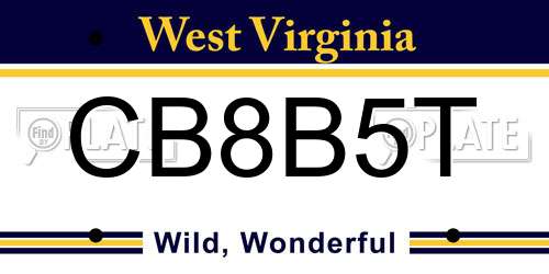 CB8B5T West Virginia License Plate