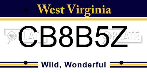 CB8B5Z West Virginia License Plate