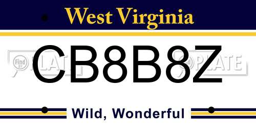 CB8B8Z West Virginia License Plate
