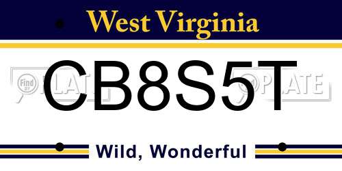 CB8S5T West Virginia License Plate
