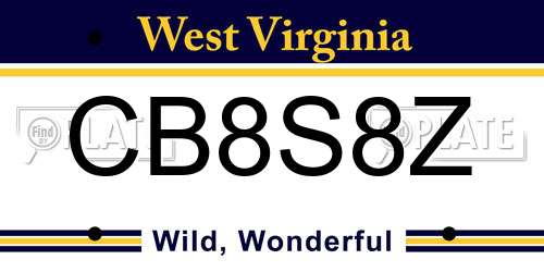 CB8S8Z West Virginia License Plate