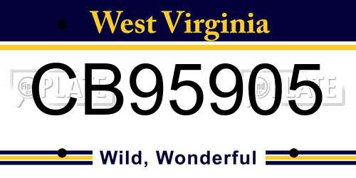 CB95905 West Virginia License Plate
