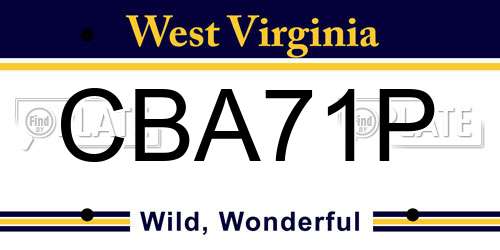 CBA71P West Virginia License Plate