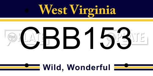 CBB153 West Virginia License Plate