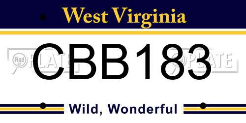 CBB183 West Virginia License Plate