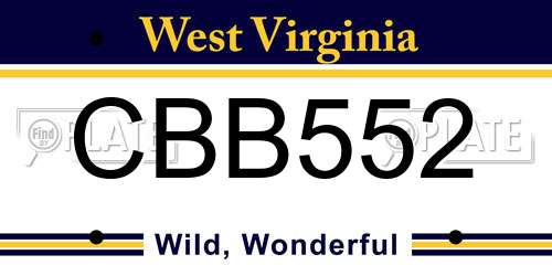 CBB552 West Virginia License Plate