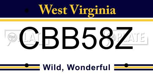 CBB58Z West Virginia License Plate