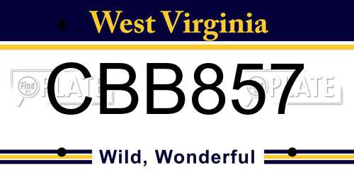 CBB857 West Virginia License Plate