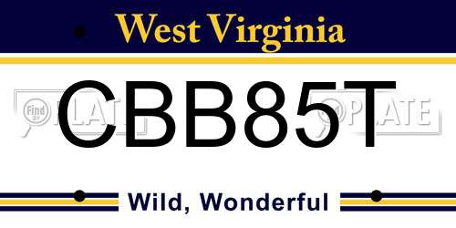 CBB85T West Virginia License Plate