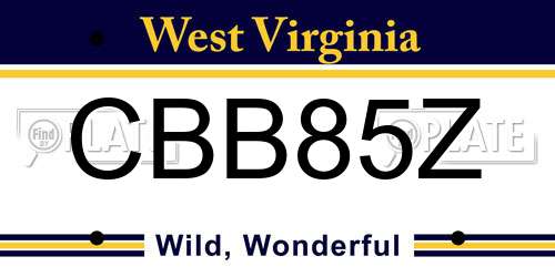 CBB85Z West Virginia License Plate