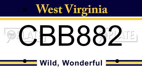 CBB882 West Virginia License Plate