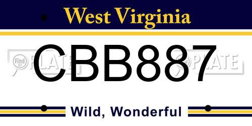 CBB887 West Virginia License Plate