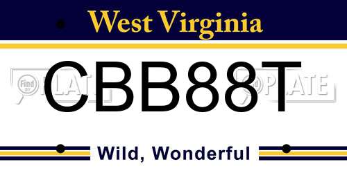CBB88T West Virginia License Plate
