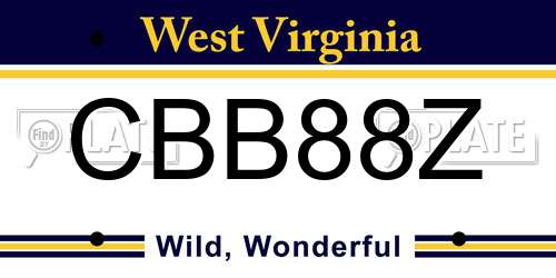 CBB88Z West Virginia License Plate