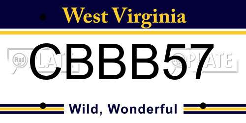 CBBB57 West Virginia License Plate