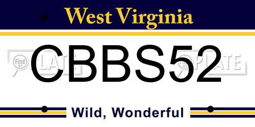 CBBS52 West Virginia License Plate