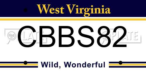 CBBS82 West Virginia License Plate