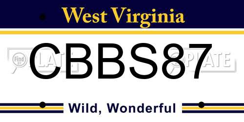 CBBS87 West Virginia License Plate