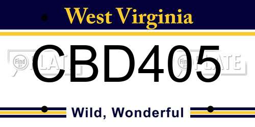 CBD405 West Virginia License Plate