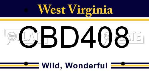 CBD408 West Virginia License Plate