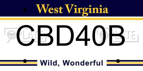 CBD40B West Virginia License Plate