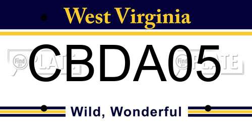 CBDA05 West Virginia License Plate