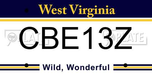 CBE13Z West Virginia License Plate
