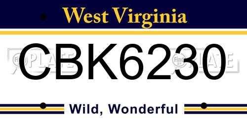 CBK6230 West Virginia License Plate