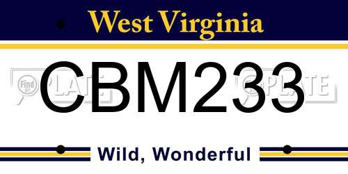 CBM233 West Virginia License Plate