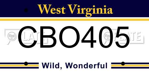 CBO405 West Virginia License Plate