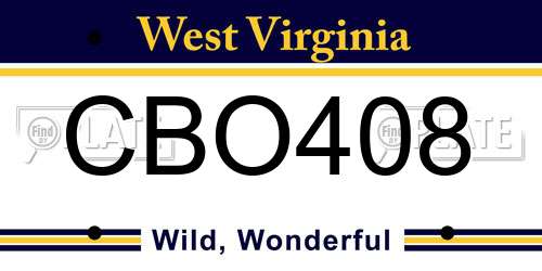 CBO408 West Virginia License Plate