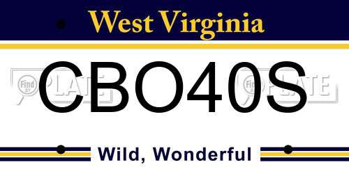 CBO40S West Virginia License Plate