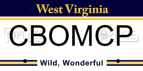 CBOMCP West Virginia License Plate