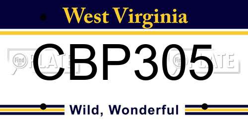 CBP305 West Virginia License Plate