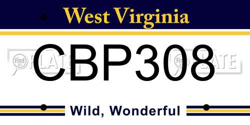 CBP308 West Virginia License Plate