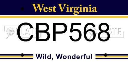 CBP568 West Virginia License Plate