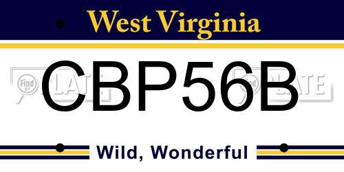CBP56B West Virginia License Plate