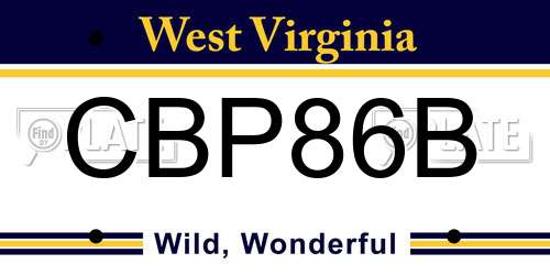 CBP86B West Virginia License Plate