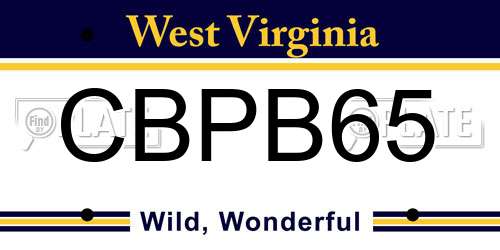 CBPB65 West Virginia License Plate