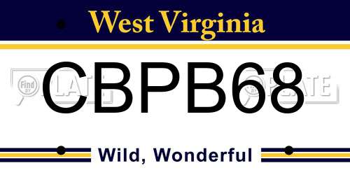 CBPB68 West Virginia License Plate