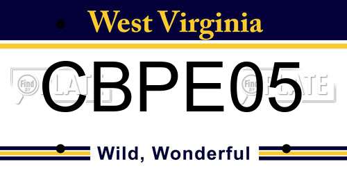 CBPE05 West Virginia License Plate