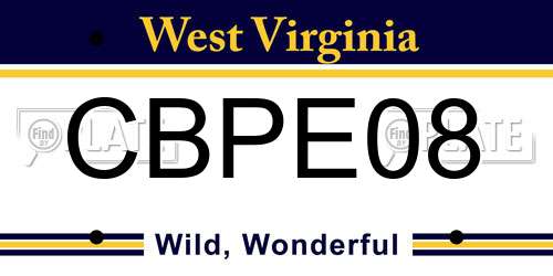 CBPE08 West Virginia License Plate