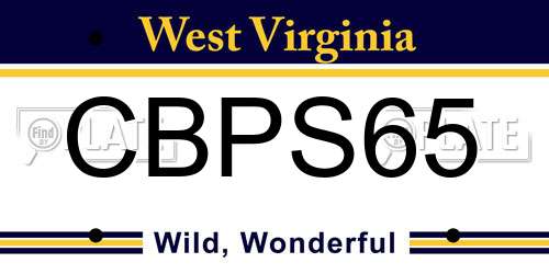 CBPS65 West Virginia License Plate
