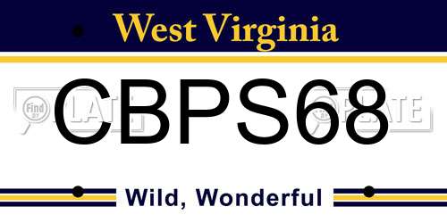 CBPS68 West Virginia License Plate