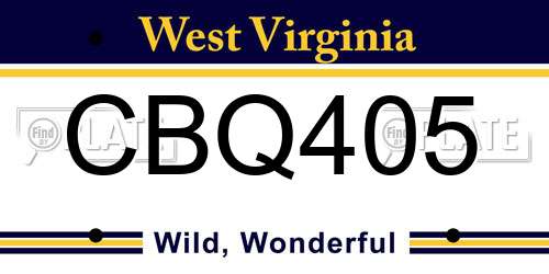 CBQ405 West Virginia License Plate