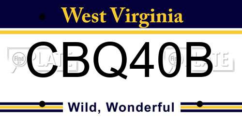 CBQ40B West Virginia License Plate
