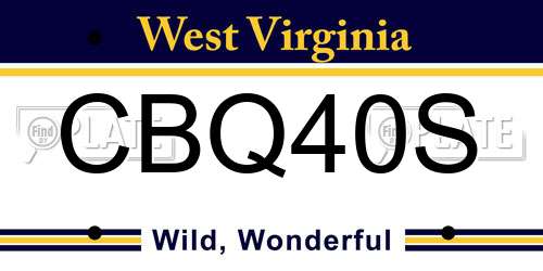 CBQ40S West Virginia License Plate