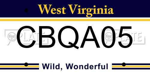 CBQA05 West Virginia License Plate