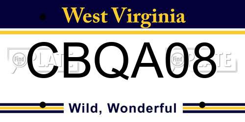 CBQA08 West Virginia License Plate