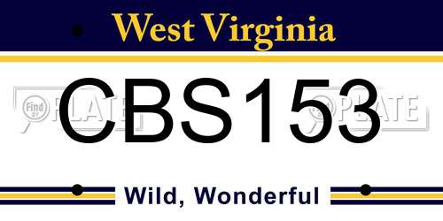 CBS153 West Virginia License Plate